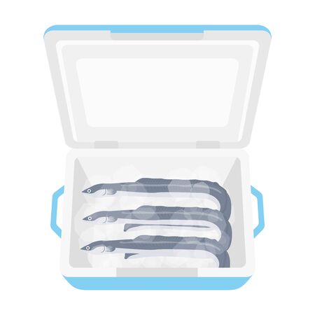 Illustration of eel in cooler boxのイラスト素材