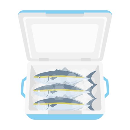 Illustration of salmon in cooler boxのイラスト素材