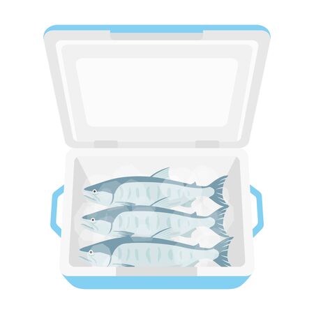 Illustration of salmon in a cooler boxのイラスト素材