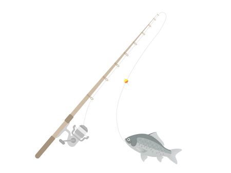 Illustration of fishing rod and funaのイラスト素材
