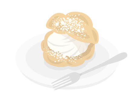 Illustration of cream puffs on a plateのイラスト素材