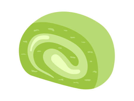 Illustration of cut matcha roll cakeのイラスト素材