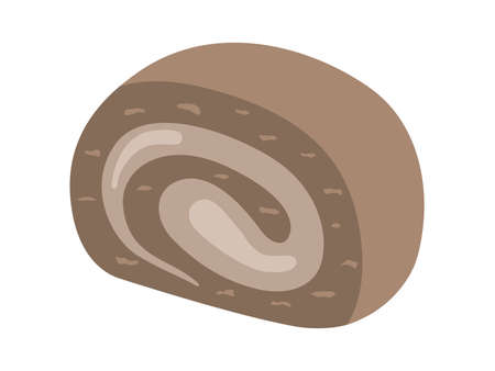 Illustration of cut chocolate roll cakeのイラスト素材