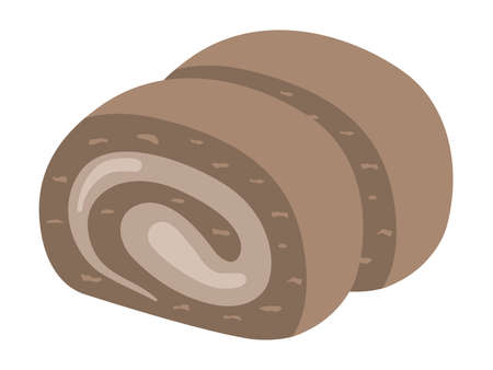 Illustration of cut chocolate roll cakeのイラスト素材