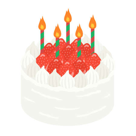 Strawberry Birthday Cake Illustrationのイラスト素材