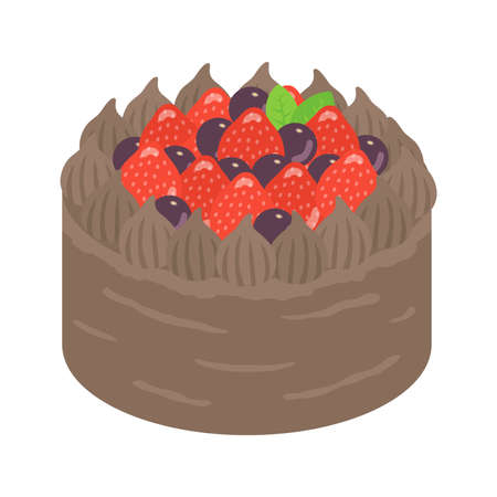 Berry Chocolate Whole Cake Illustrationのイラスト素材