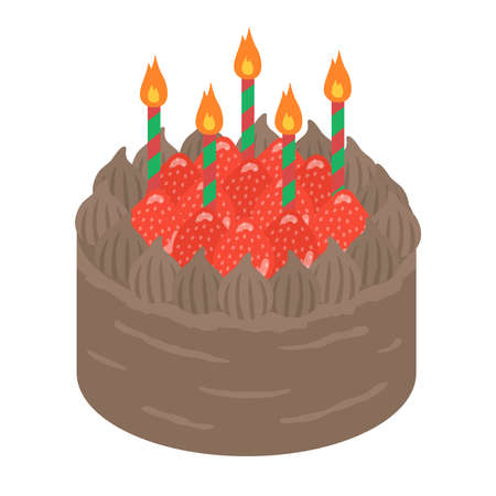 Strawberry Birthday Cake Illustrationのイラスト素材