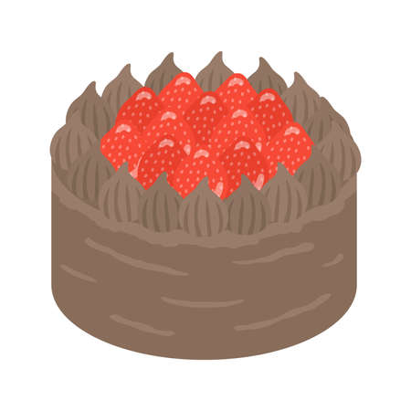 Illustration of strawberry chocolate whole cakeのイラスト素材