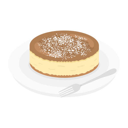 Illustration of cheese cake on a plateのイラスト素材