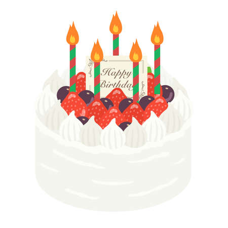 Strawberry Birthday Cake Illustrationのイラスト素材