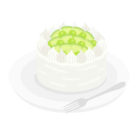 Illustration of melon cake on a plateのイラスト素材