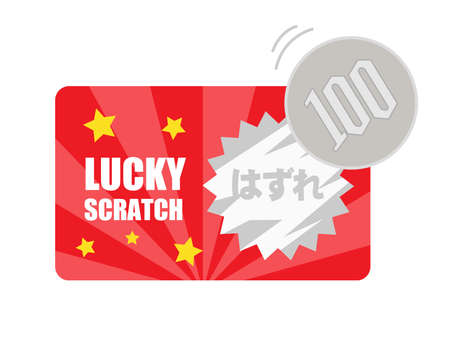 Illustration of cutting scratch cards with coinsのイラスト素材