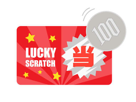 Illustration of cutting scratch cards with coinsのイラスト素材