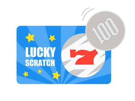 Illustration of cutting scratch cards with coinsのイラスト素材