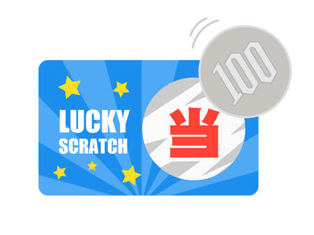Illustration of cutting scratch cards with coinsのイラスト素材