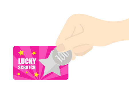 Illustration of cutting scratch cards with coinsのイラスト素材