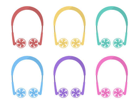 Color variation set of the neck fanのイラスト素材