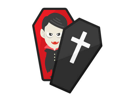 Illustration of a vampire in a coffinのイラスト素材