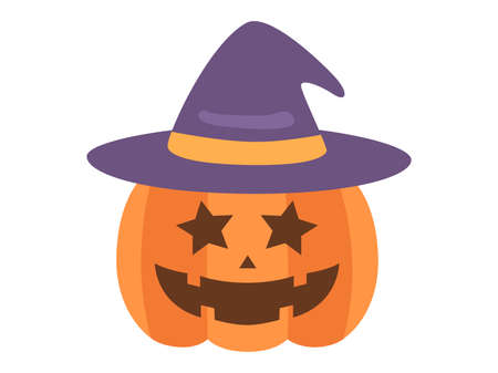 Illustration of a pumpkin ghost with a hat on itのイラスト素材