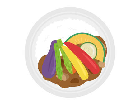Illustration of vegetable curry and riceのイラスト素材