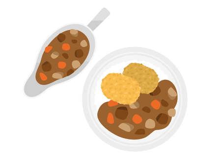 Illustration of croquette curry and riceのイラスト素材