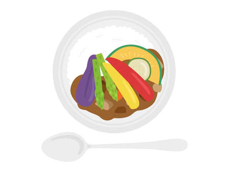 Illustration of vegetable curry and riceのイラスト素材