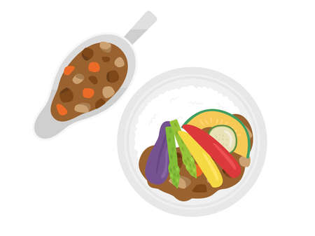 Illustration of vegetable curry and riceのイラスト素材
