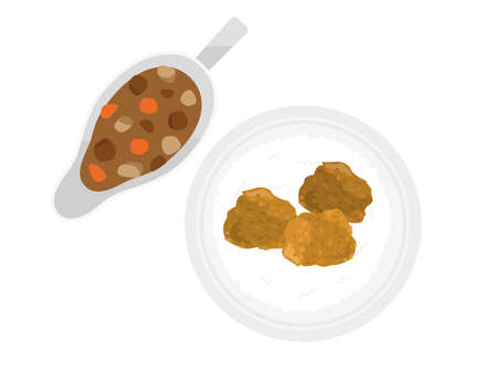 Illustration of fried chicken curry and riceのイラスト素材