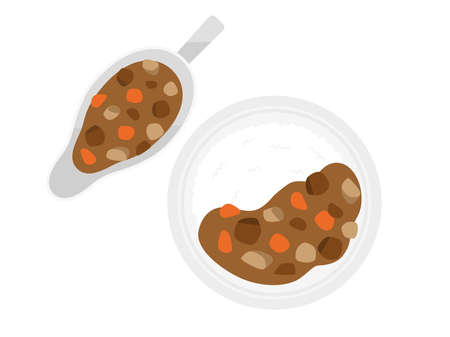 Curry and rice illustrationsのイラスト素材
