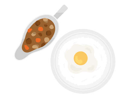 Illustration of fried egg curry and riceのイラスト素材