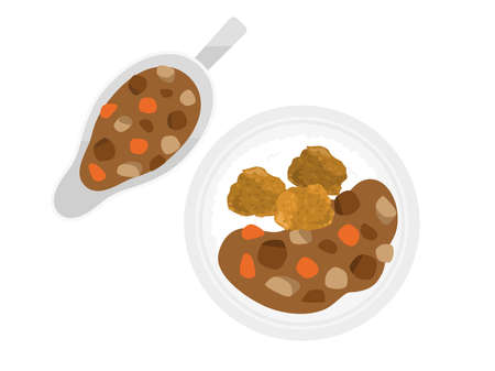 Illustration of fried chicken curry and riceのイラスト素材