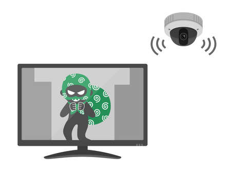 Illustration of an empty nest reflected on a security cameraのイラスト素材
