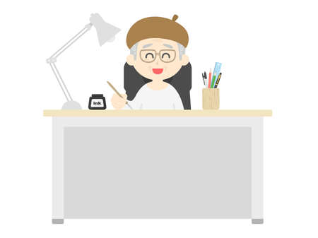 Illustration of a male cartoonist wearing a beretのイラスト素材