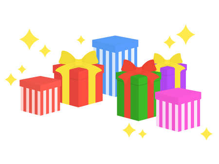 Illustrated set of gift boxのイラスト素材