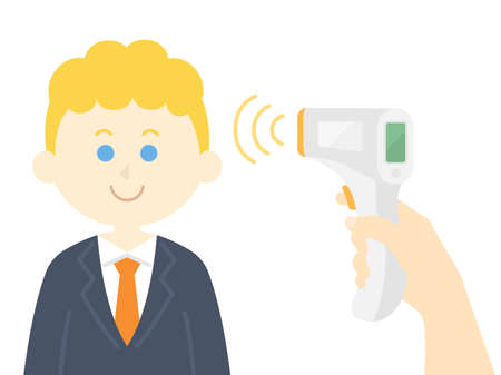 Illustration of a white businessman being testedのイラスト素材