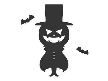 Silhouette illustration of pumpkin obakeのイラスト素材