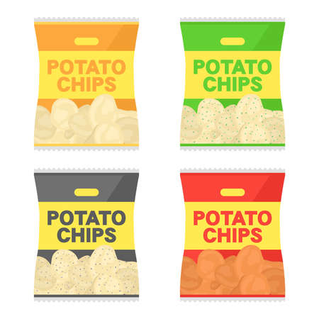 Illustrated set of potato chipsのイラスト素材
