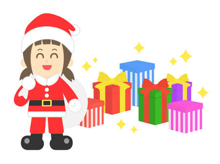 Illustration of Santa Claus girlのイラスト素材