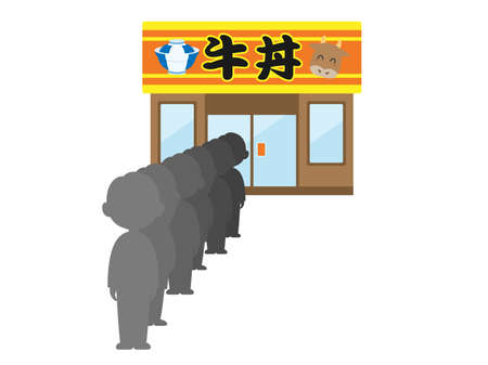 Illustration of a restaurant with a queueのイラスト素材