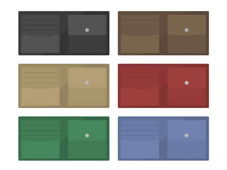 Illustration set of two-fold walletのイラスト素材