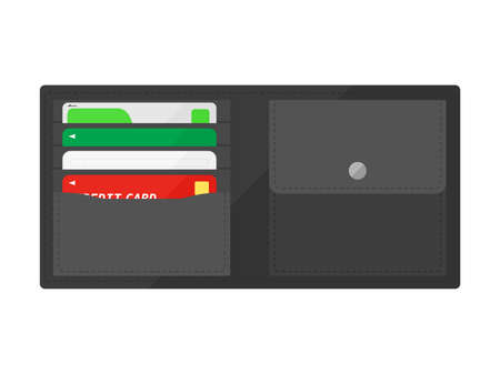 Illustration of a black folded walletのイラスト素材