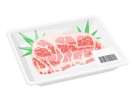 Illustration of high-quality marbled meat in a packのイラスト素材