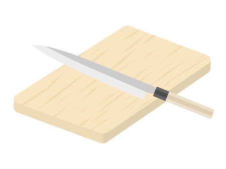 Illustrations of cutting boards and kitchen knivesのイラスト素材