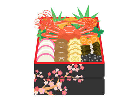 Illustrations of gorgeous traditional Japanese New Year foodsのイラスト素材