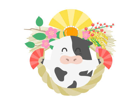 Illustration of the character of smew rope and cowのイラスト素材