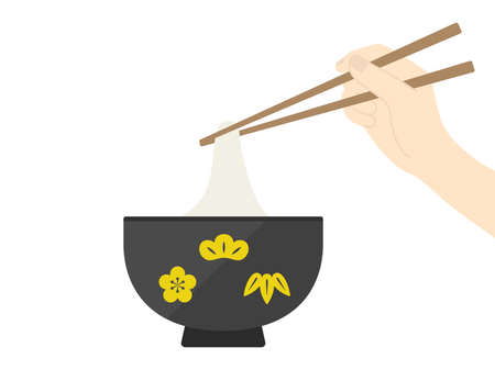 Illustration of eating ozoni with chopsticksのイラスト素材