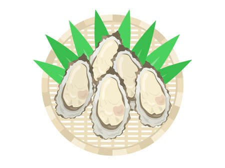 Illustration of oysters lying on a monkeyのイラスト素材