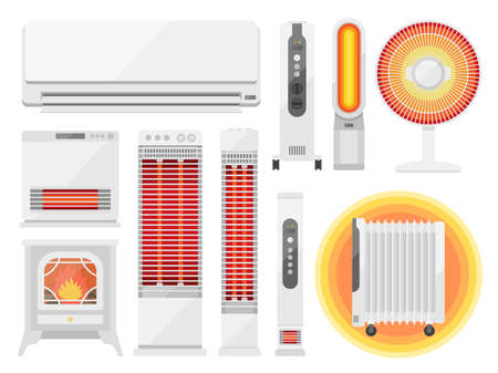 Illustration set of heating equipmentのイラスト素材
