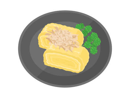 Illustration of fried egg with bonito flakes on itのイラスト素材