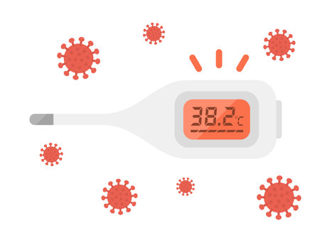 Illustration of thermometer with high fever displayedのイラスト素材